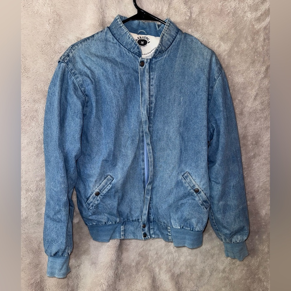Men’s Saratoga Classic Blue Denim Bomber Jacket Size M